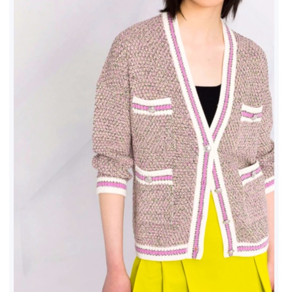 Maje Mapada Marled Cardigan Paprika be with tags jacket button down pink - Picture 3 of 15